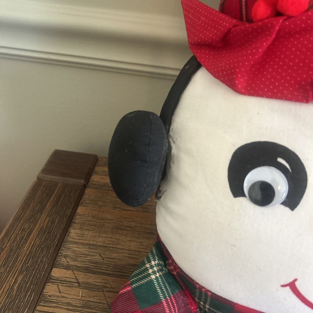 Snowman Vintage Stuffed Christmas Hanging Pillow Head Scarf 19” Tall Holiday - Picture 3 of 9